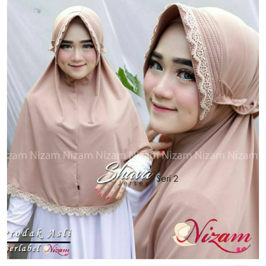 (SHAFA NIZAM) Jilbab Renda - Jilbab Instan Jumbo Jersey Premium