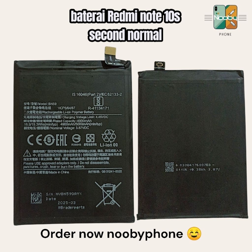 Baterai Redmi Note 10S second