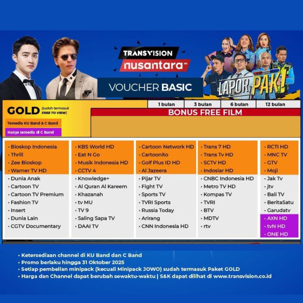 Transvision Nusantara hd PAKET GOLD 1 THN
