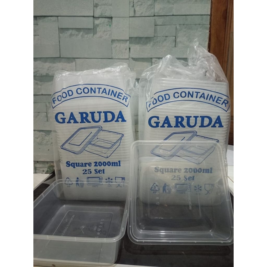 Isi 25pcs Thinwall Kotak Makanan Plastik 2000 ml, Wadah Makanan  Siap Saji dan Nasi, Tempat Box Nasi