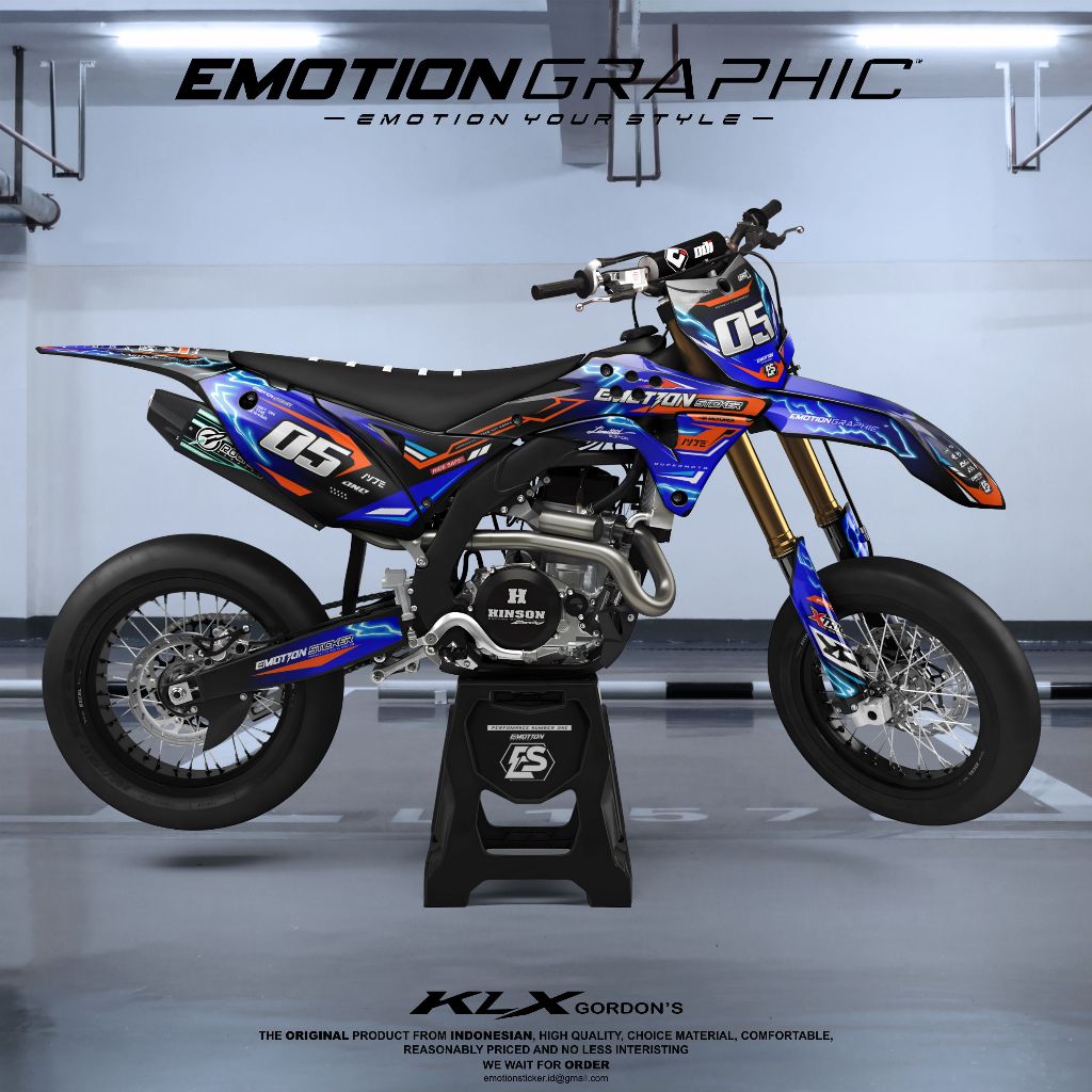 DECAL STIKER KLX GORDON FULLBODY SUPERMOTO MIX ORANGE FLUO