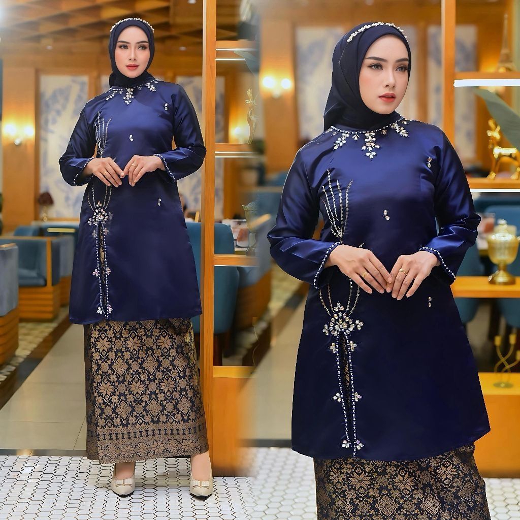 Model Terbaru - Setelan Baju Kurung Siti Nurhaliza Kebaya Melayu Modern / Set Bawahan Songket Baju K