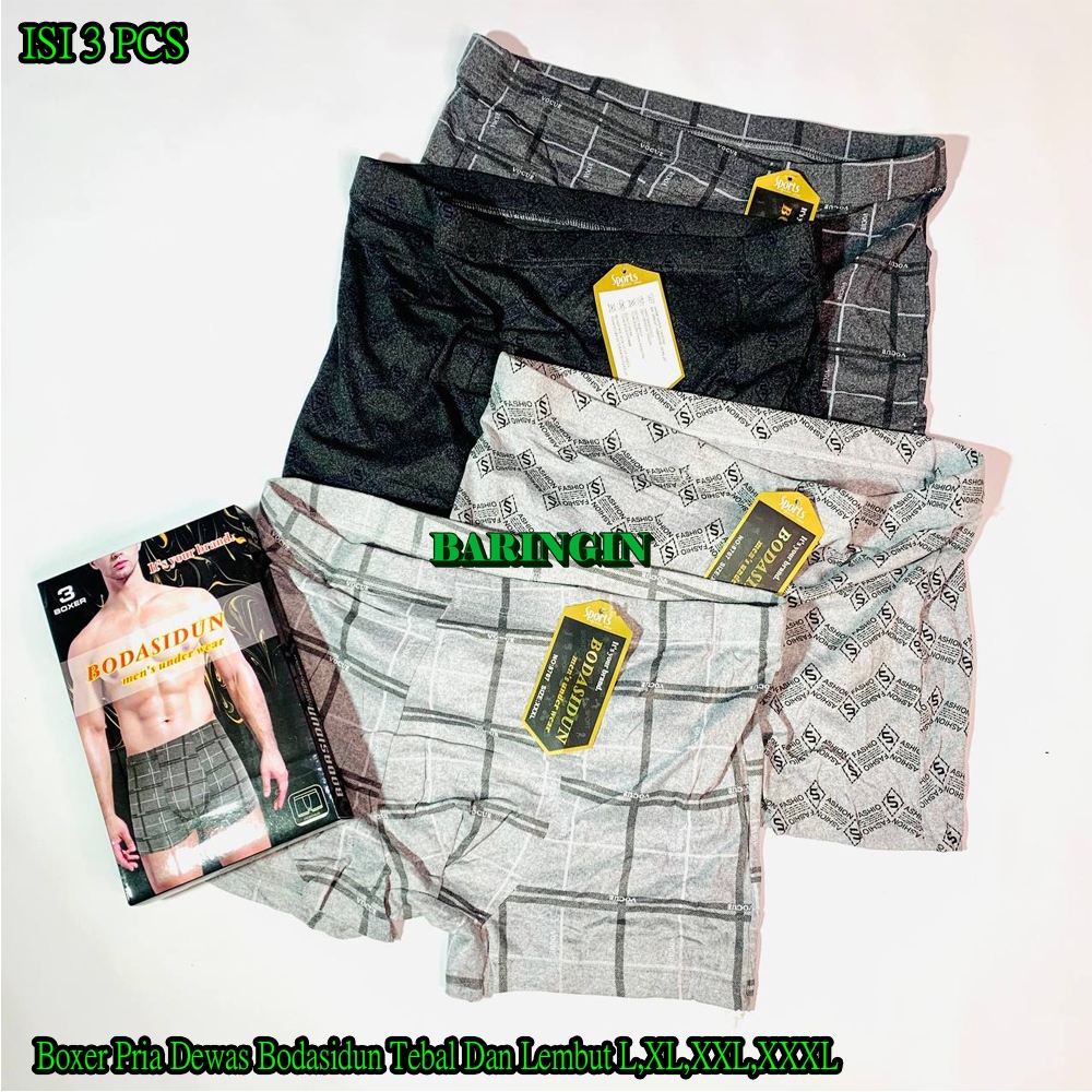 BODASIDUN Boxer Pria Dewasa Isi 3 Pcs-Celana Dalam Pria Dewasa-Bahan Katun Premium-Boxer Cowok