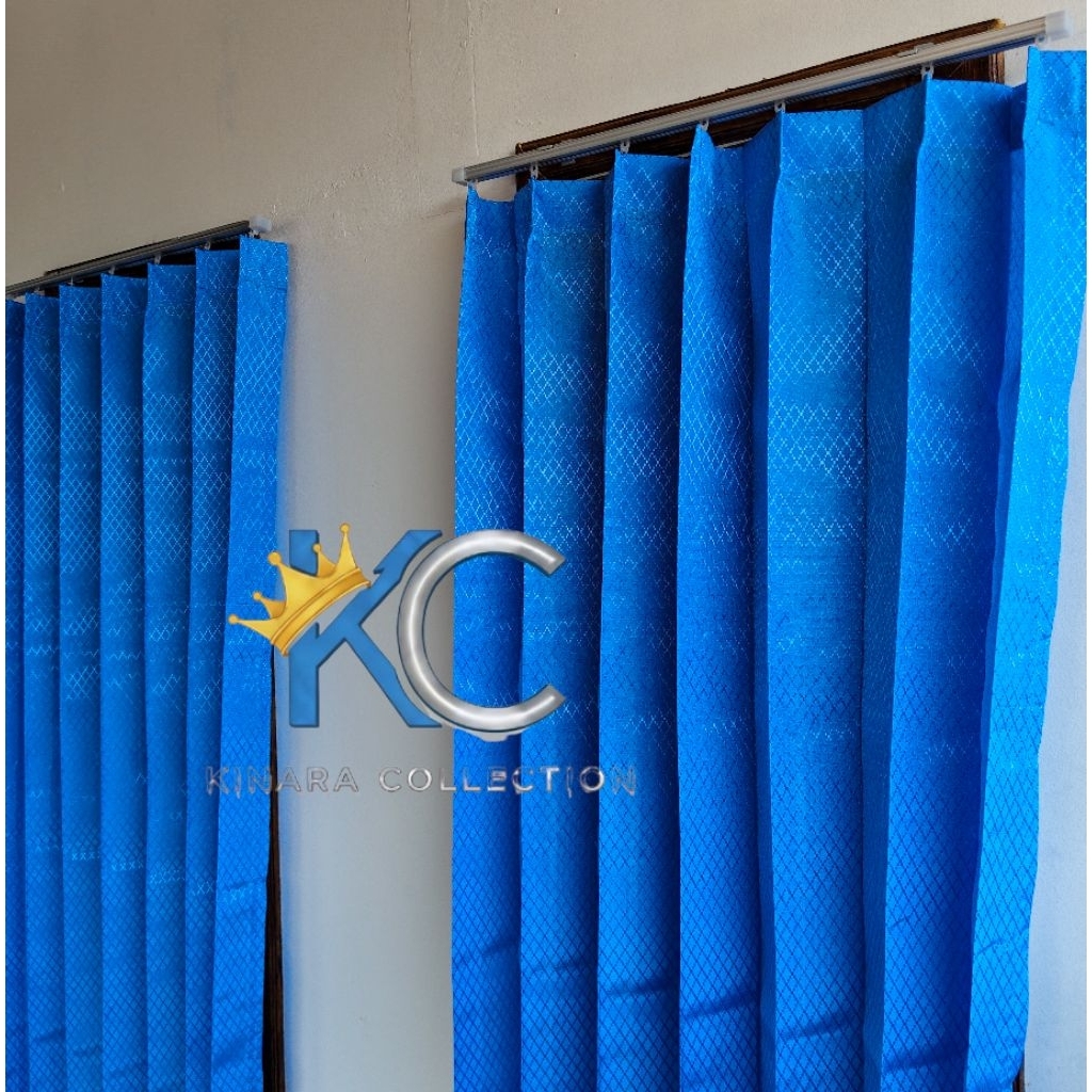 gorden panjang 3 meter / tinggi 300 cm model plisket korden polos satin cantolan kawat gorden costom