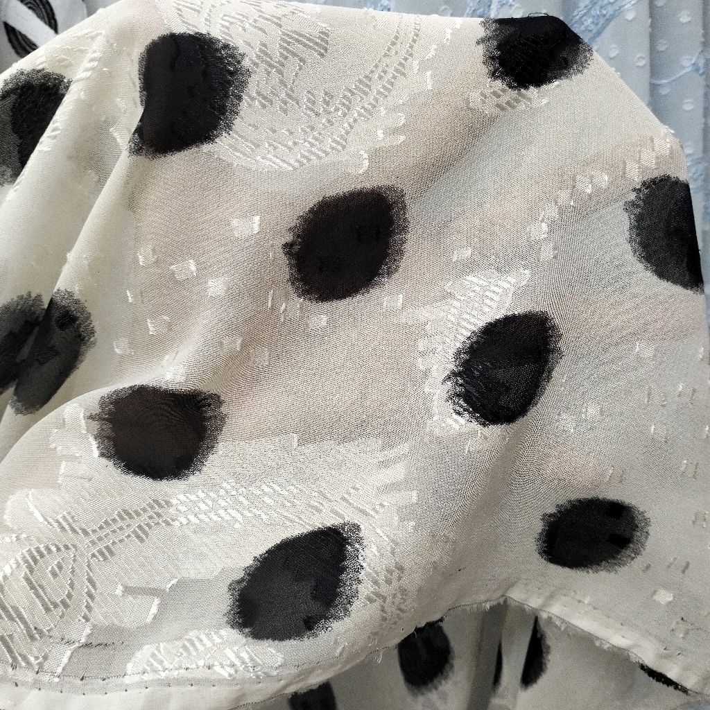 bahan kain sifon motif timbul premium/kain sifon bordir garmen