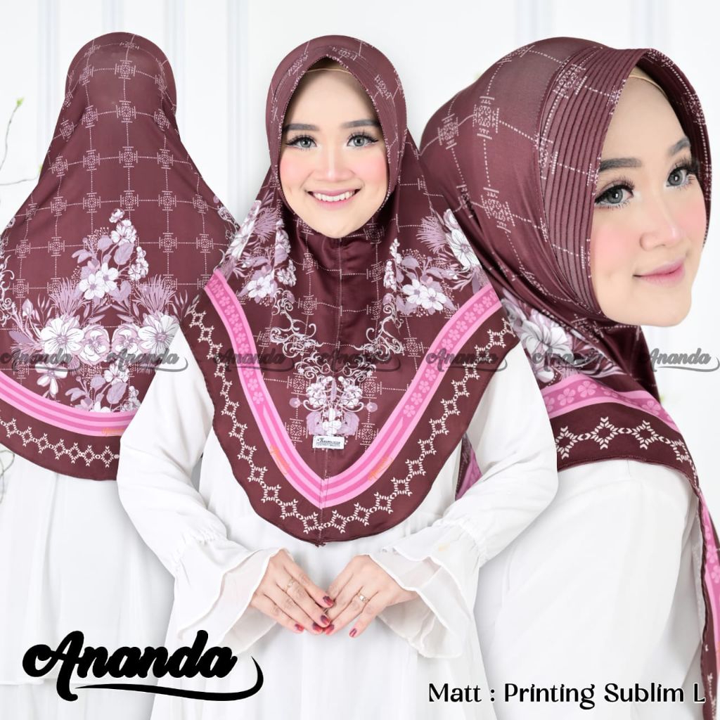 Hijab bergo pet Jersey printing motif garis bunga L
