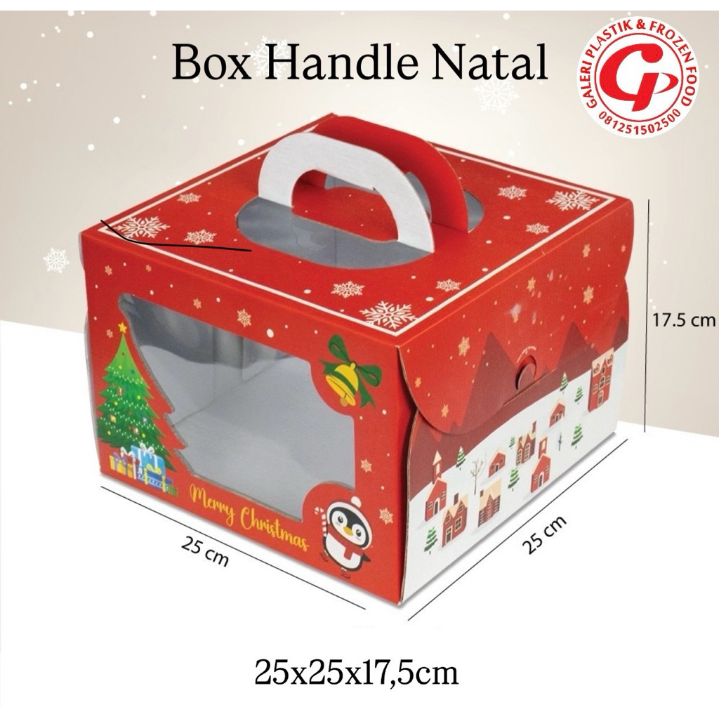 Box Hampers Cake Kue Handle Natal 25x25x17,5 ~ GALERI PLASTIK FROZENFOOD