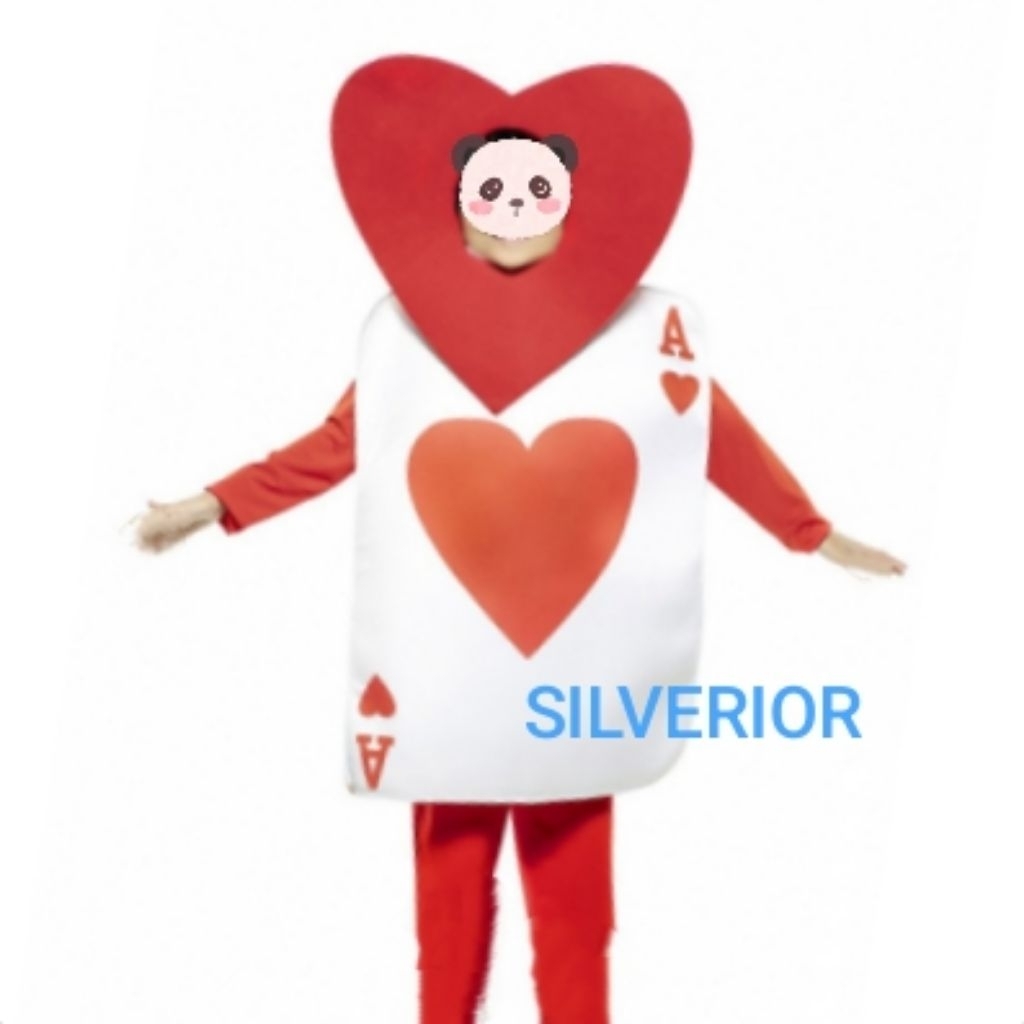 Pakaian kostum kartu truf remi hati merah ace of hearts card dewasa