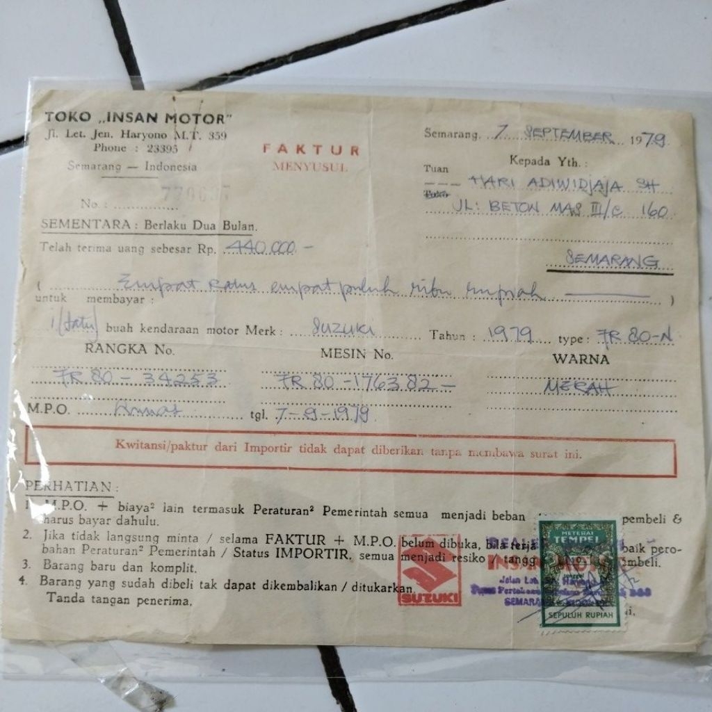 FAKTUR LAWAS TTG PENJUALAN MOTOR