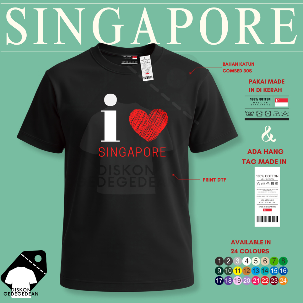 Kaos Oleh Oleh Singapore Singapura  Baju Oleh-oleh Singapore Singapura Kaos Souvenir Singapura Singa