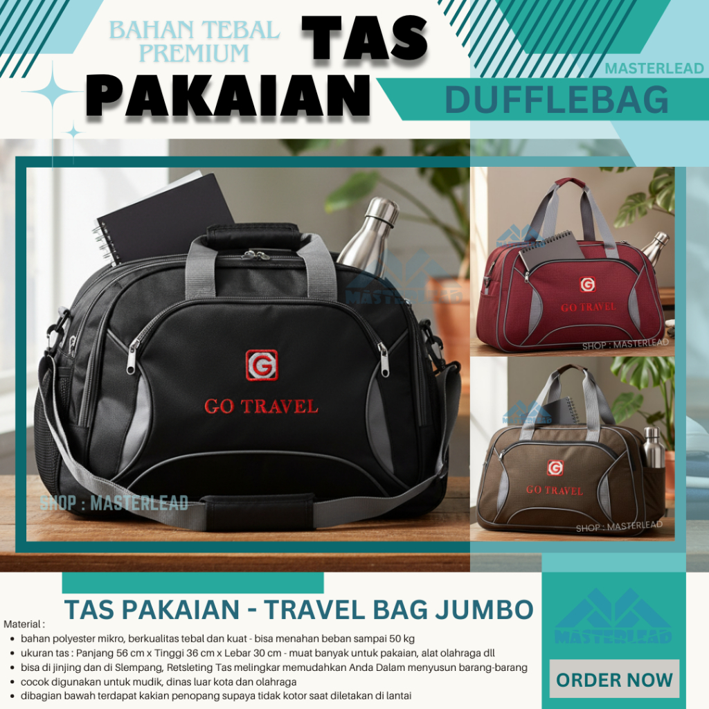 Tas pakaian besar travel bag tas mudik jumbo tas pakaian slempang tas pria wanita travel tas pakaian