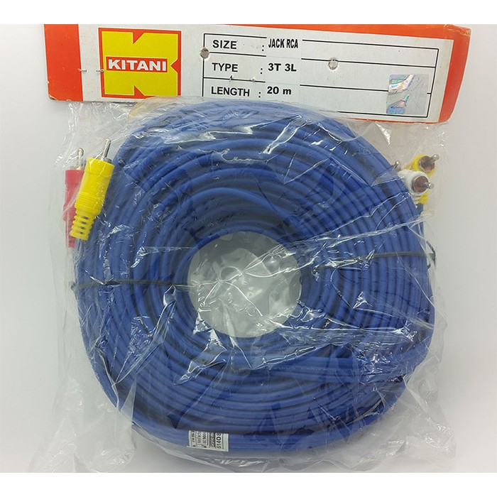 Kabel RCA 3 K 3 Male 20meter Merk KITANI ( Cable RCA ) Panjang 20m