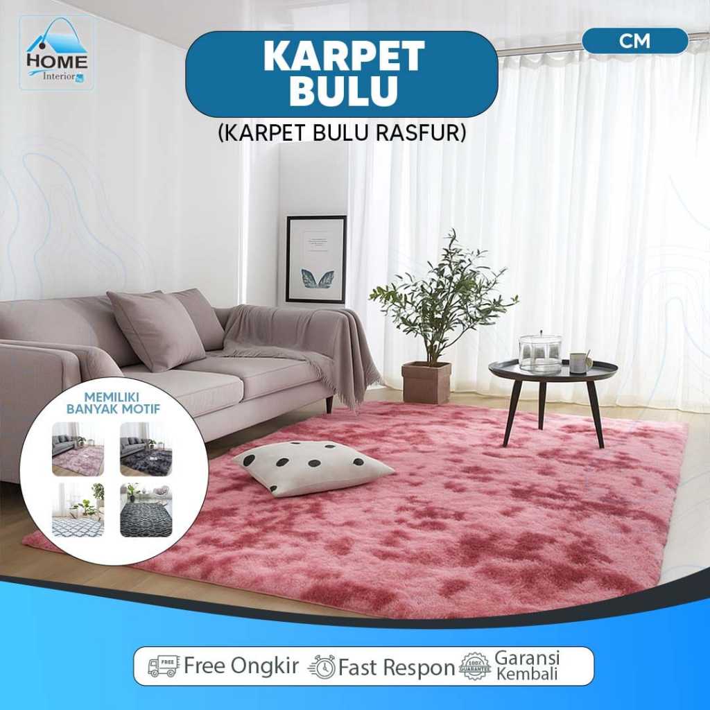 Karpet Bulu Anti Selip 120 x 180cm Karpet Bulu Rasfur JUMBO Karpet Anti Rontok Bulu Ruang Tamu Tebal