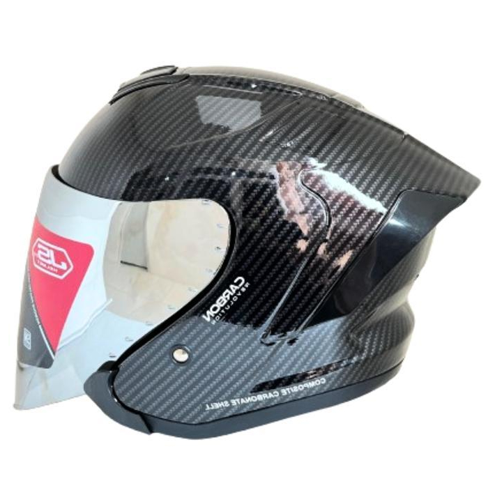 Helm JS Armor Ori Motif Carbon Dof - Half Face Helmet Cowok [ SUDAH SNI ]/HELM CEWEK/HELM GANTENG