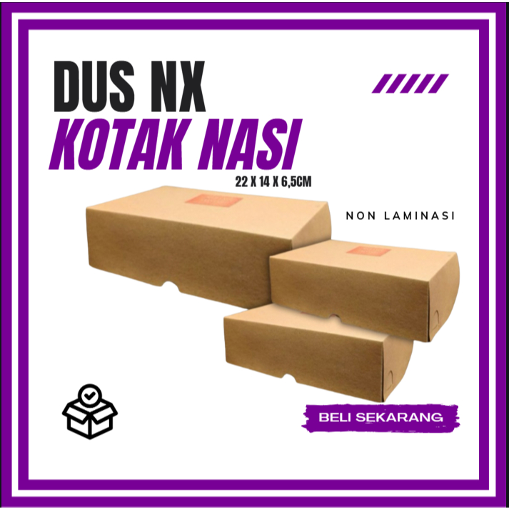 DUS KOTAK NASI CRAFT POLOS UK. 22X14X6,5CM NX DUS KOTAK POLOS NON LAMINASI