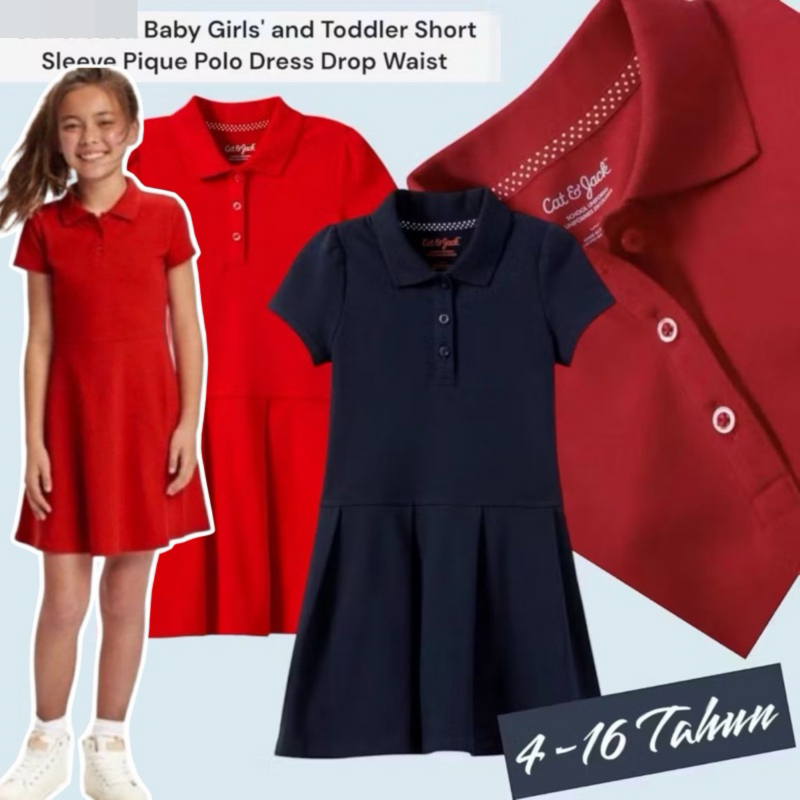 Dress Polo CJ Branded Original Fashion Anak Perempuan 4-14Tahun 3288