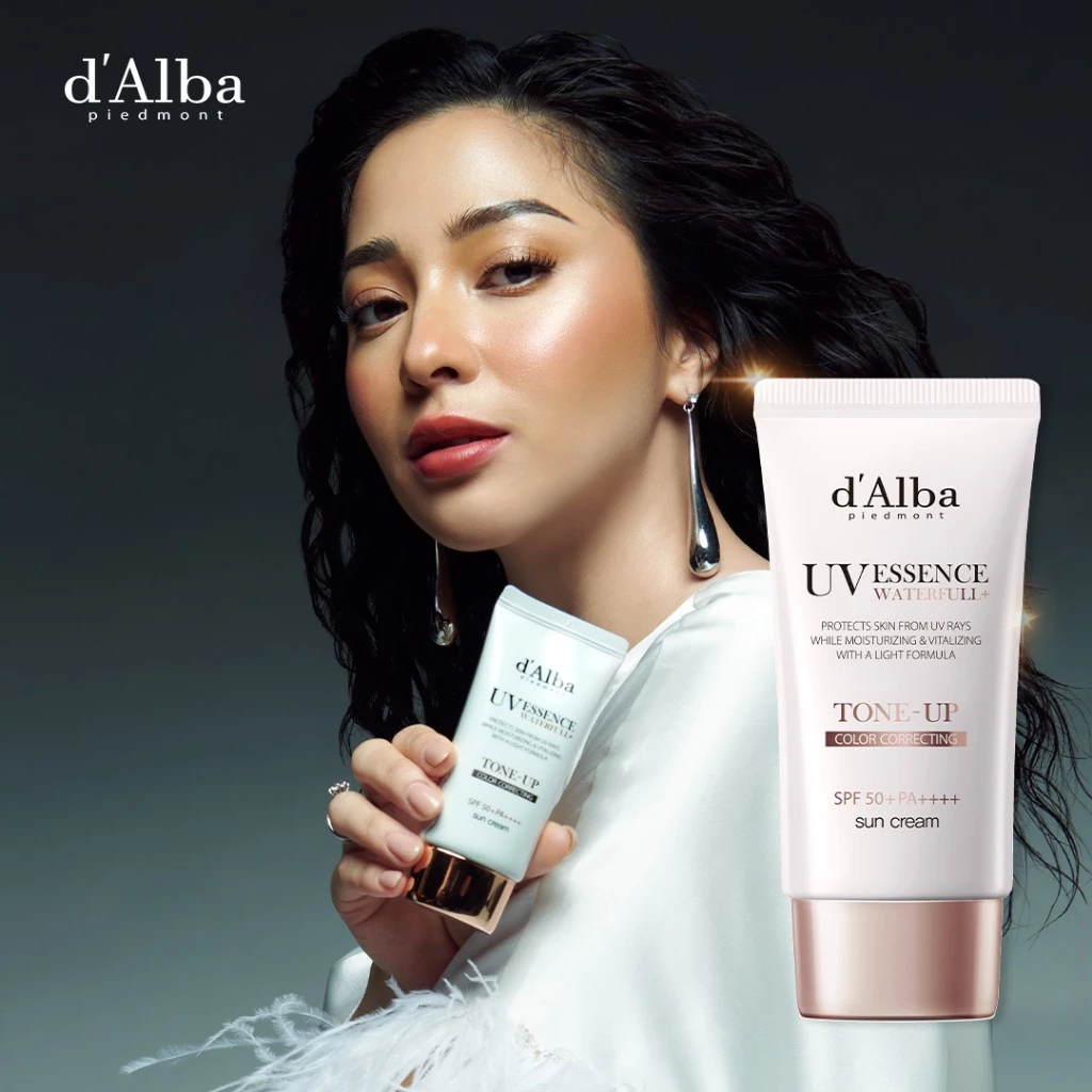 d'Alba Waterfull Tone Up Sun Cream 50ml - Sunscreen 2-in-1, Sun Protection + Skin Tone Up, No Whitec