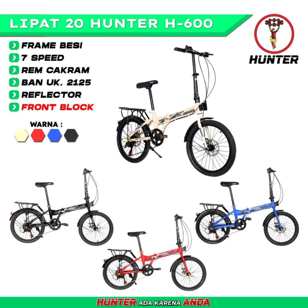 SEPEDA LIPAT REMAJA / DEWASA 16 / 20 INCH PARAGON P800 CAKRAM DISK BRAKE HUNTER P-800 H-600 H500 600