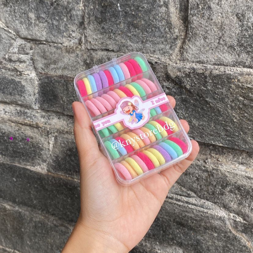 [125] 1 BOX MINI KARET DONUT/IKAT RAMBUT MIX COLOR