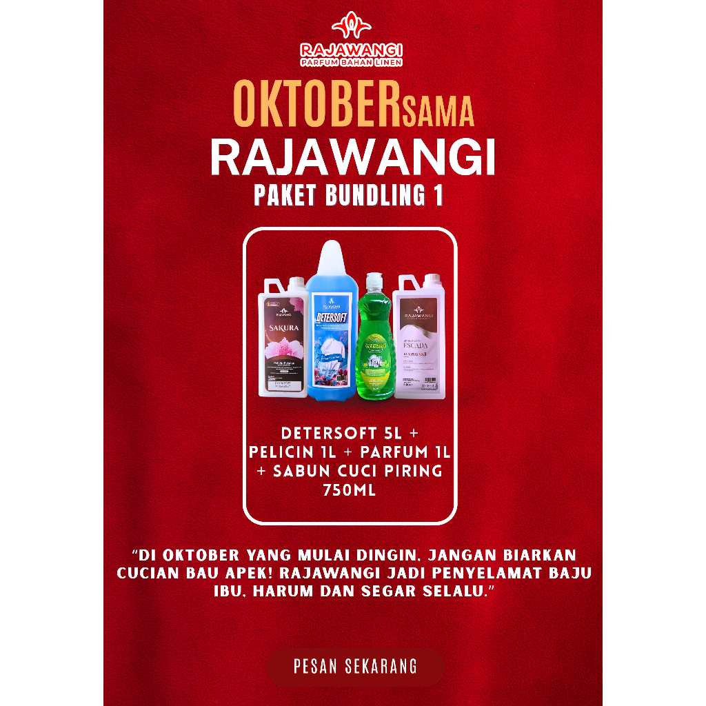 PROMO HEMAT RAJAWANGI DETERSOFT + PELICIN + PARFUM + SABUN CUCI PIRING