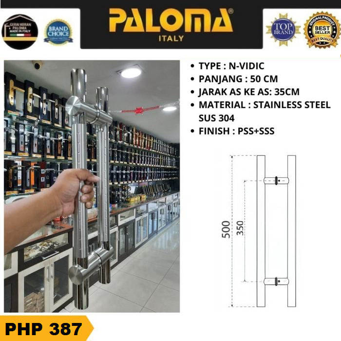 PALOMA PHP 387 Pull Handle 50cm Gagang Pintu Tarikan 50 cm Stainless steel SUS 304 PSS+SATIN SILVER