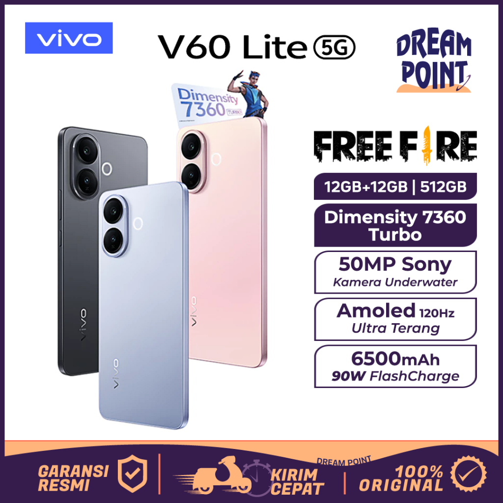 VIVO V60 Lite 5G 12GB/512GB Camera Sony IMX882 Handphone VIvo HP Terbaru 2025 Original 100%