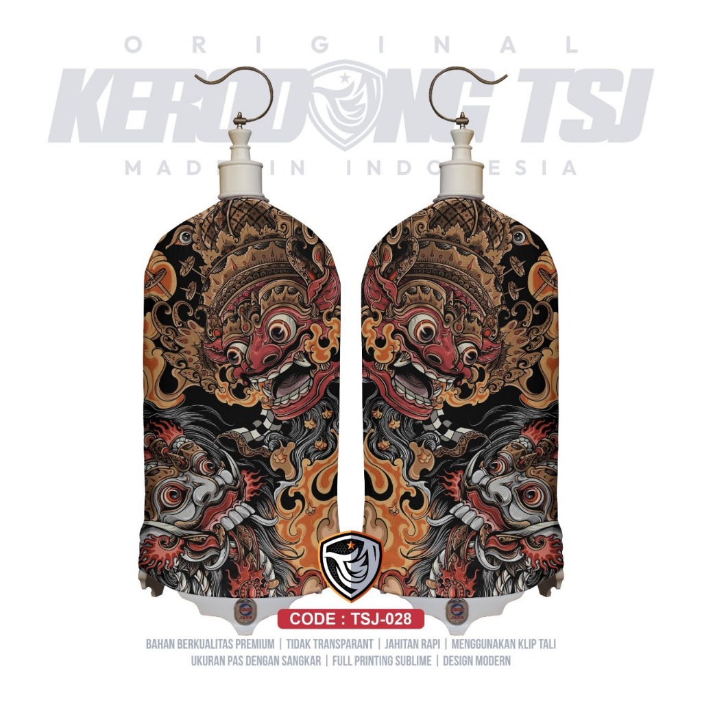 Kerodong LoveBird Motif Barong V2 Original TSJ Industries Bahan PE Premium Full Printing Sublime unt