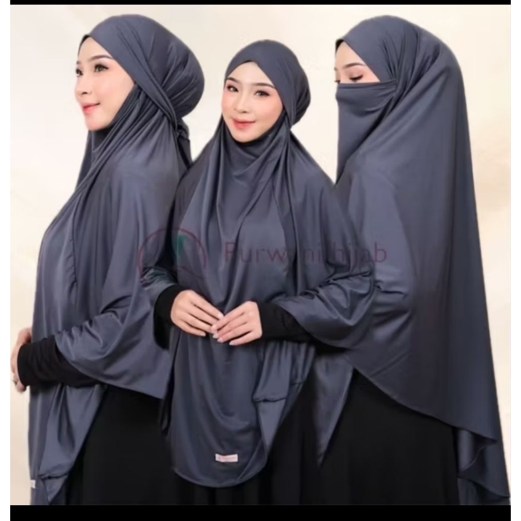 French Khimar Jilbab Jumbo Jersey Tebal Premium Hijab Bergo