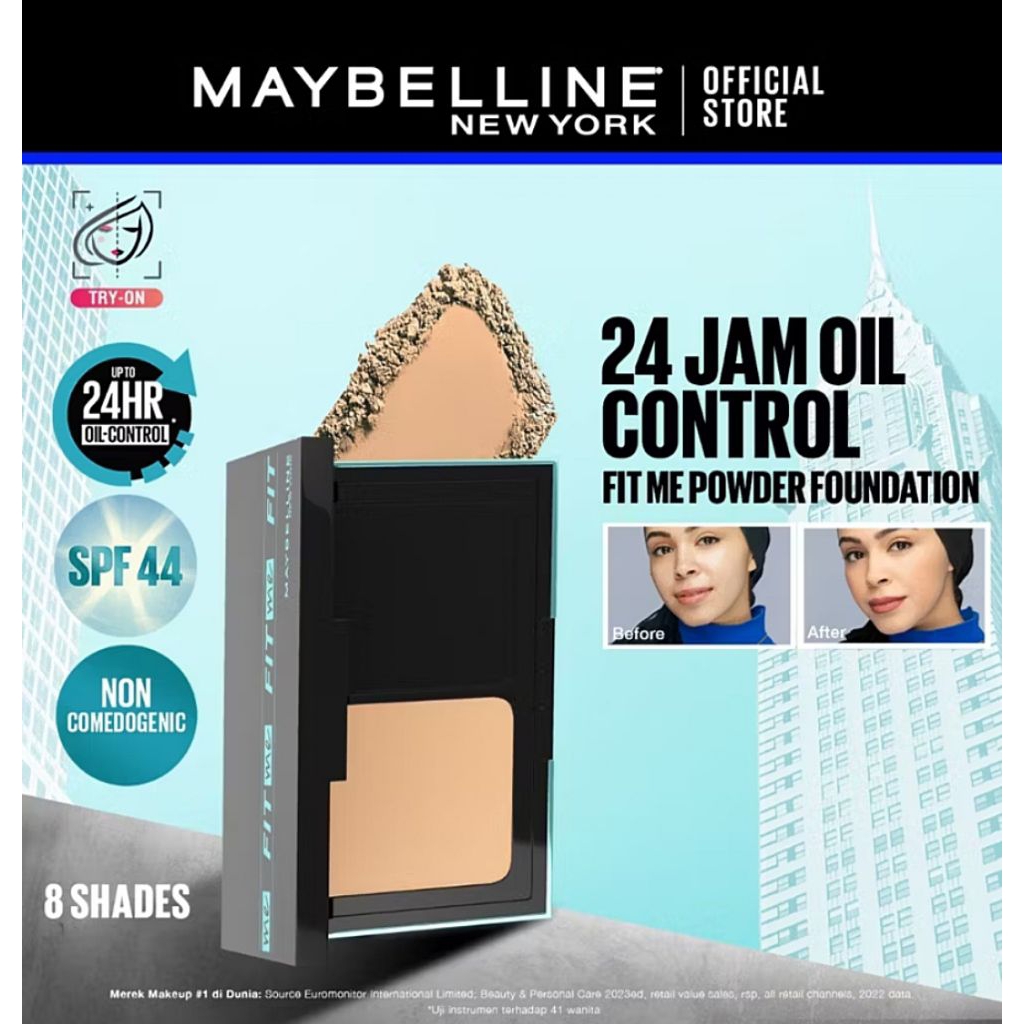 Maybelline Fit Me 24HR Oil Control Powder Foundation 5gr || bedak padat TWC