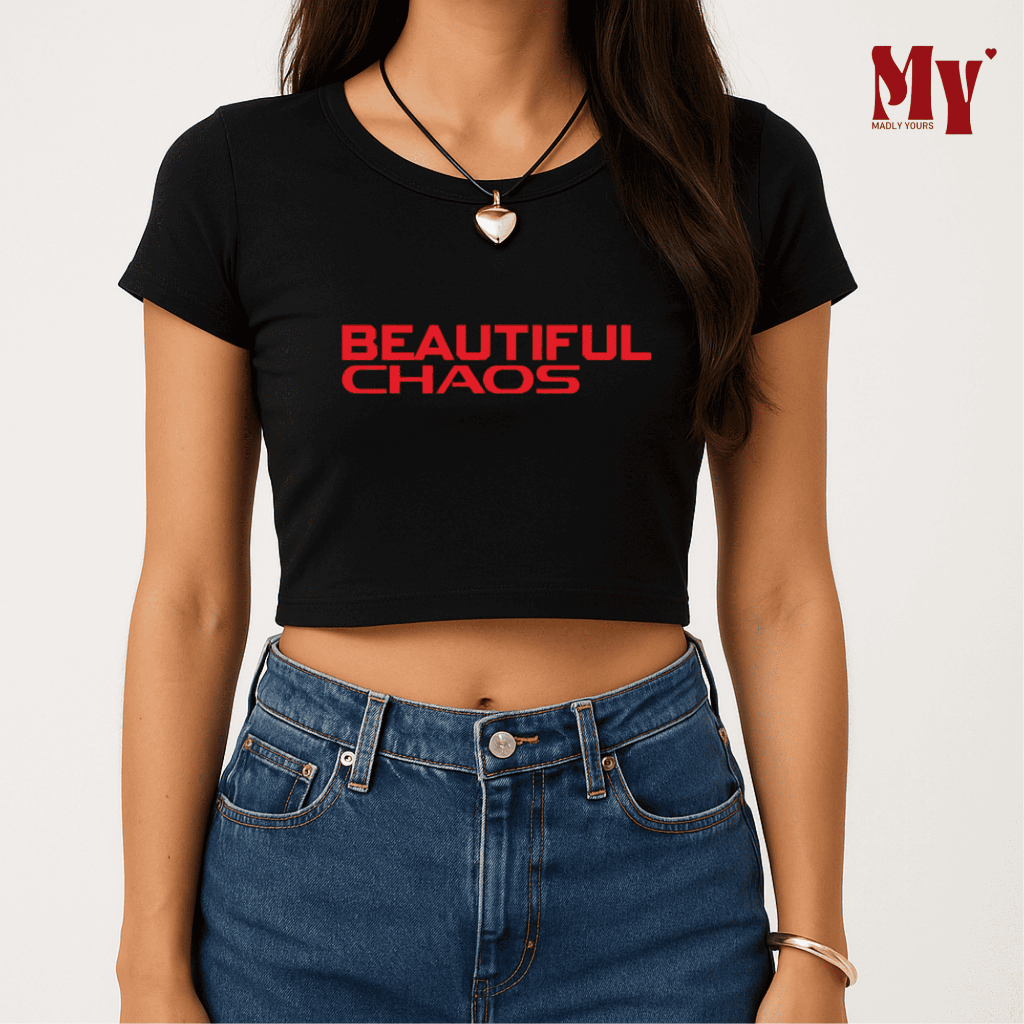MY - CROP TOP / CROP TEE / BABY TEE / ATASAN WANITA / BAJU KAOS WANITA BEAUTIFUL CHAOS KATSEYE