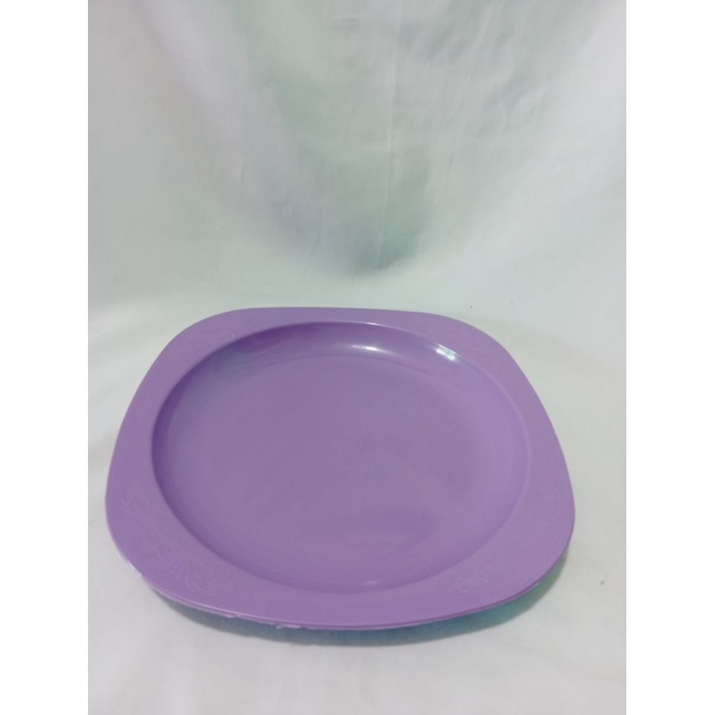 1 PCS MAKAN PERSEGI WARNA UNGU MUDA/PIRING PLASTIK 24 CM PREMIUM BERKUALITAS