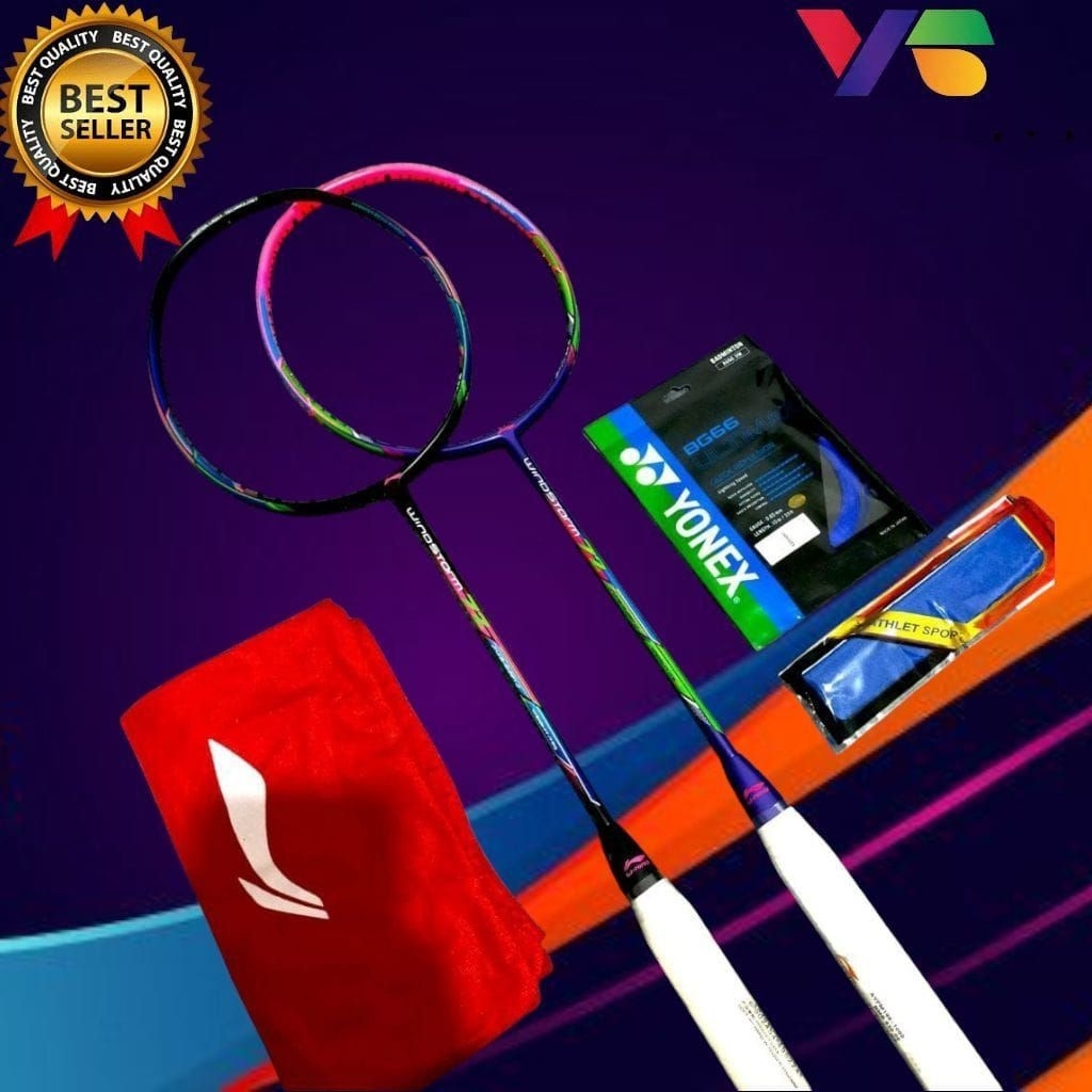 RAKET BADMINTON LINING WINSTROM 72 TENSION 30LBS DEWASA KUALITAS TERBAIK BONUS TAS DAN HAND GRIP
