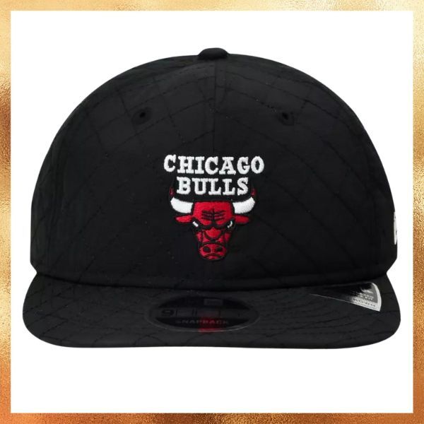 Topi New Era Chicago Bulls Quilted Relaxed Heritage Fit Retro Crown Black 9FIFTY Hat Original