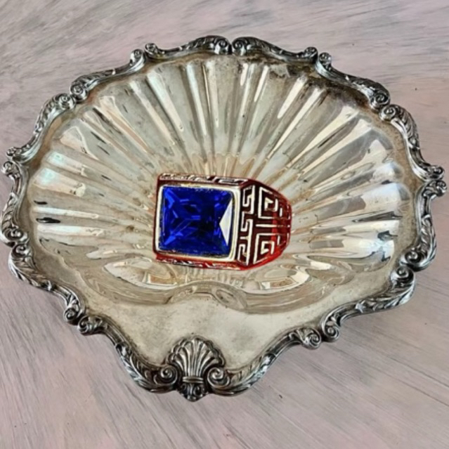 cincin pria terbaru titanium permata biru