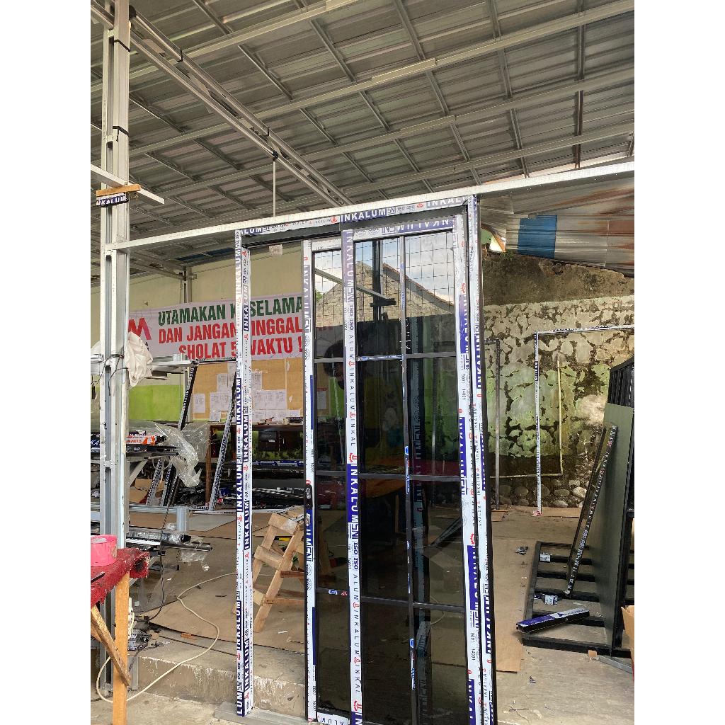PINTU SLIDING SWING ALUMINIUM DOUBLE BISA CUSTOM UKURAN