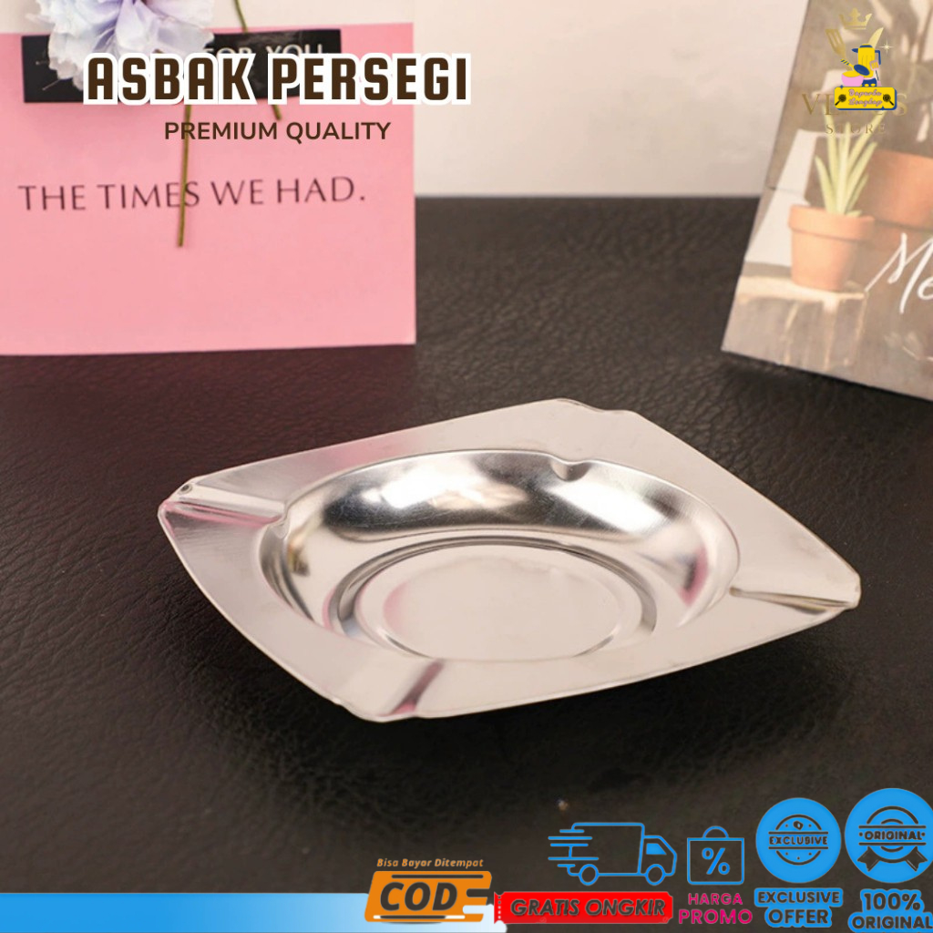 dapurku lengkap  Asbak Rokok Stainless Besi Persegi Kotak / Tempat Abu Rokok Kaleng