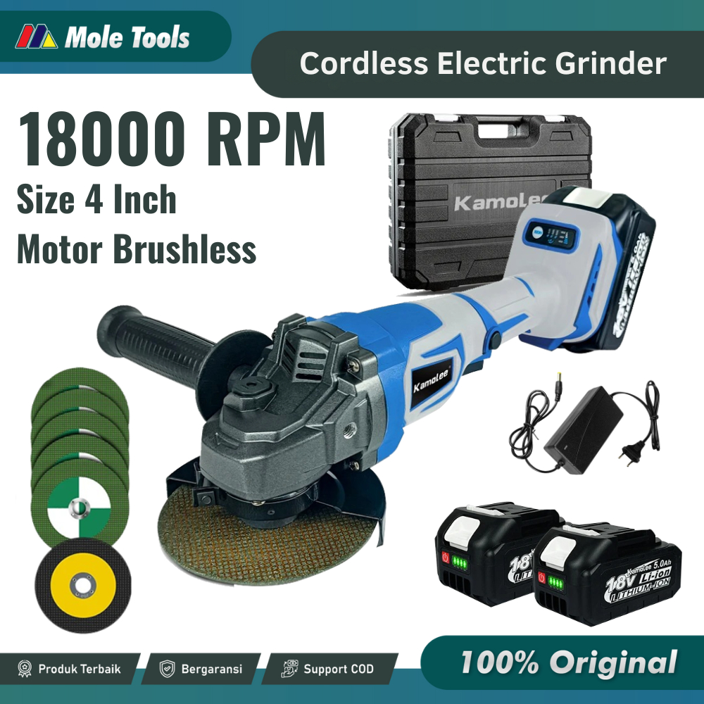 Mesin Grinda Tangan Baterai Brushless Kamolee | Cordles Angle Grinder Gerinda Baterai Brushless 4 In