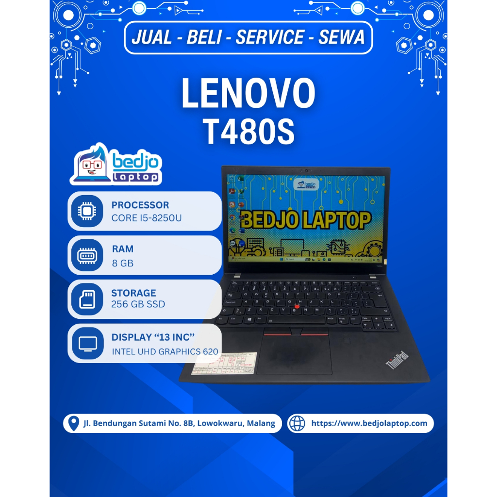 LENOVO T480S TERLARIS Laptop Lenovo Second Murah SSD 256GB, Laptop Lenovo Core I5
