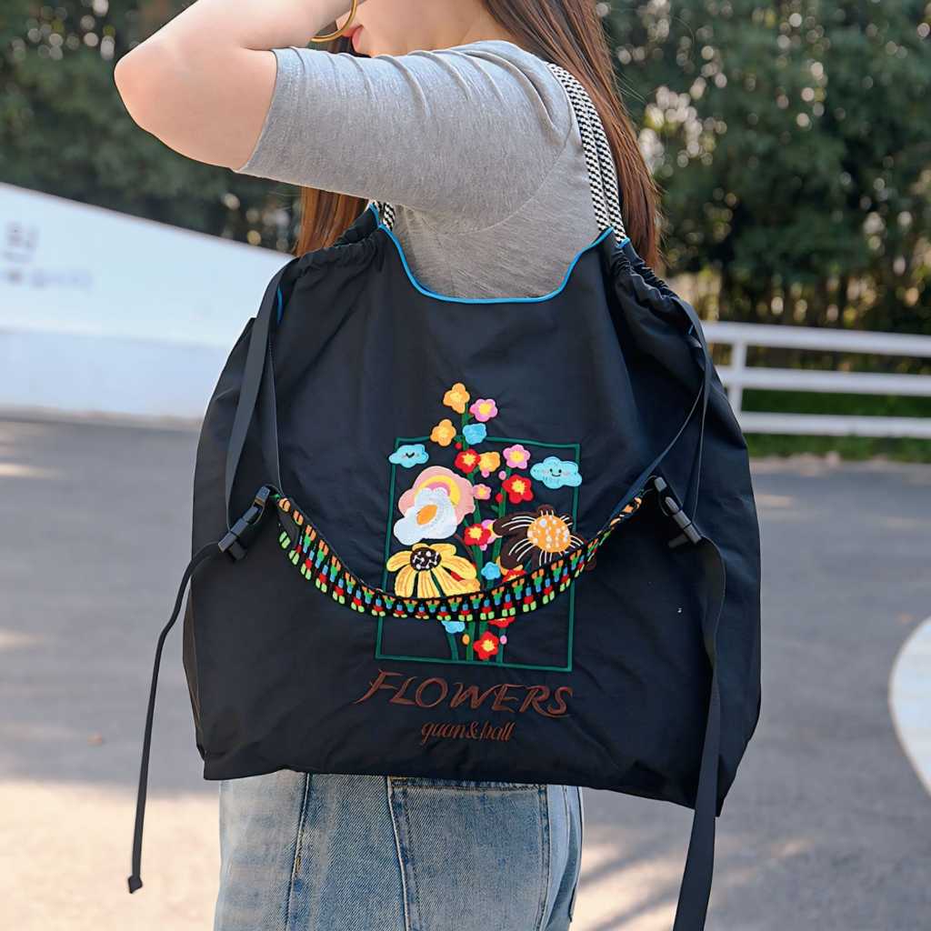 TasDonatBordirKoreanStyleTasWanitaBahuToteBagSelempang