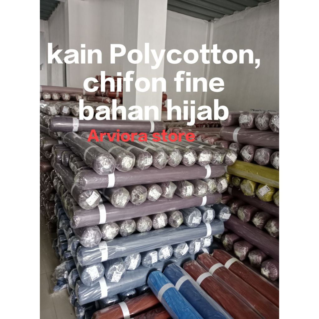 1Roll Kain Polycotton Chifon Fine Bella Square lebar 115 cm panjang 100 yard