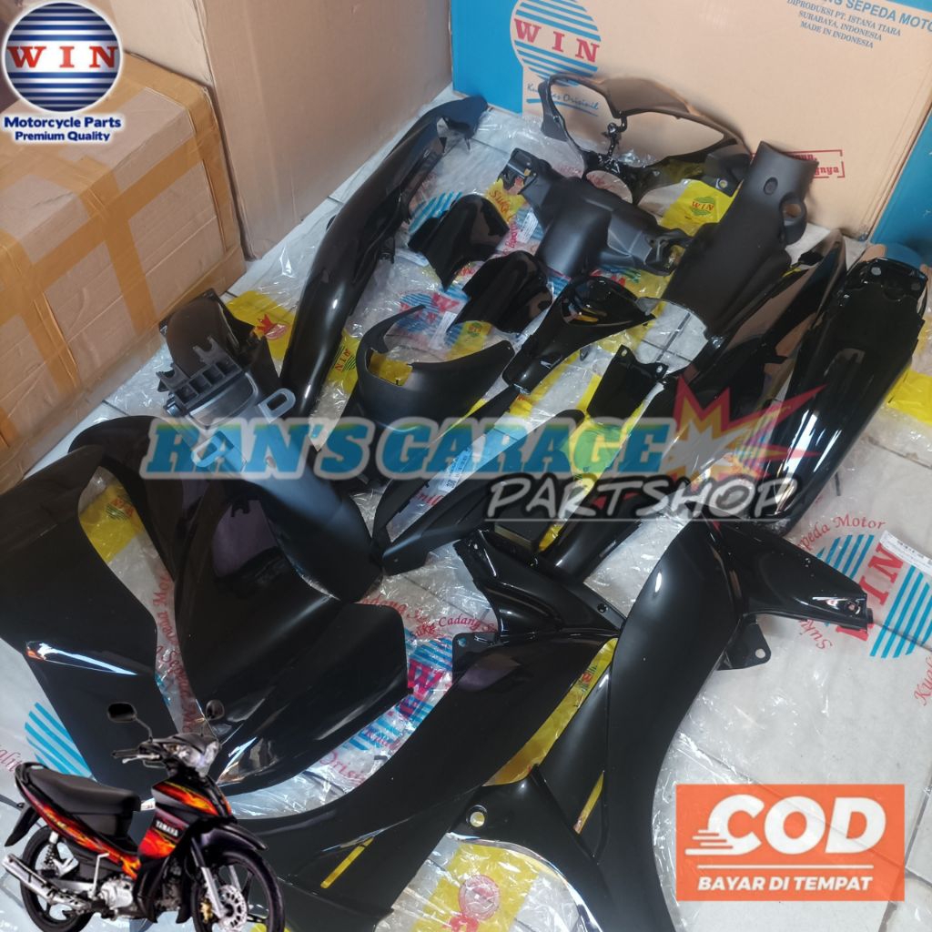WIN FULLSET BODI HALUS KASAR YAMAHA JUPITER Z NEW 5TP 2P2 WARNA HITAM FULL KOMPLIT SET BODY ALUS JUP