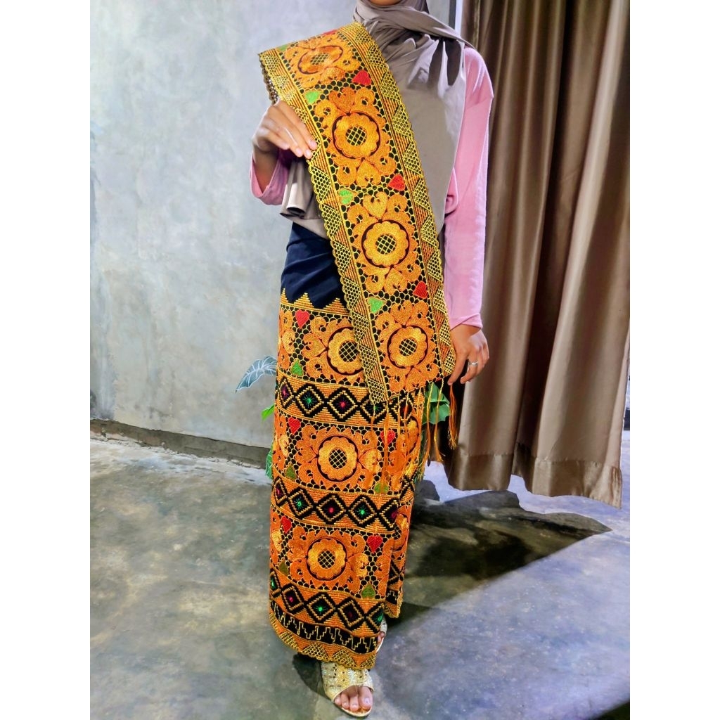 tapis bordir lampung motif bunga melati