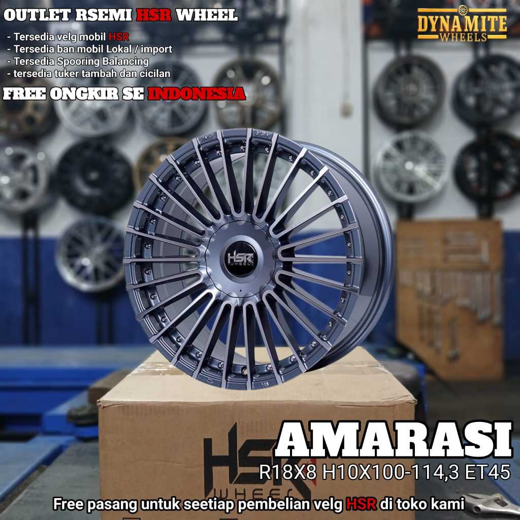 pelek mobil racing hsr wheel ring18 model AMARASI r18 lebar 8 h10X100-114,3 et45 GGMF