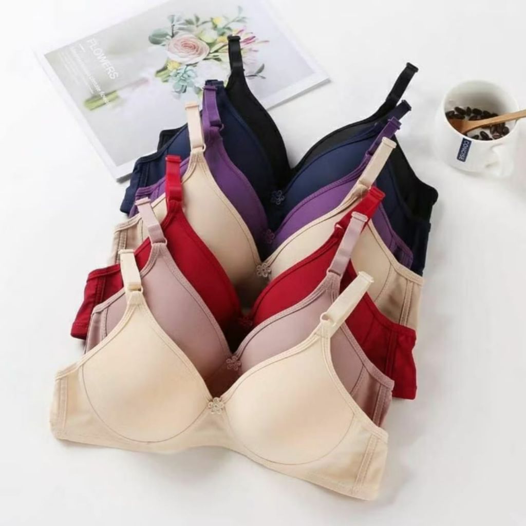 Bra Renda kemben wanita Busa Tipis Tanpa Kawat 4 Kaitan Full Cup Besar