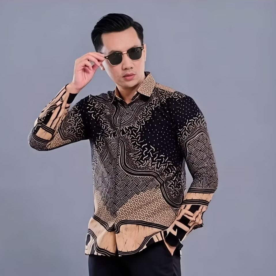 HUMAIRA Kemeja Batik pria slimfit motif ADINATA hitam