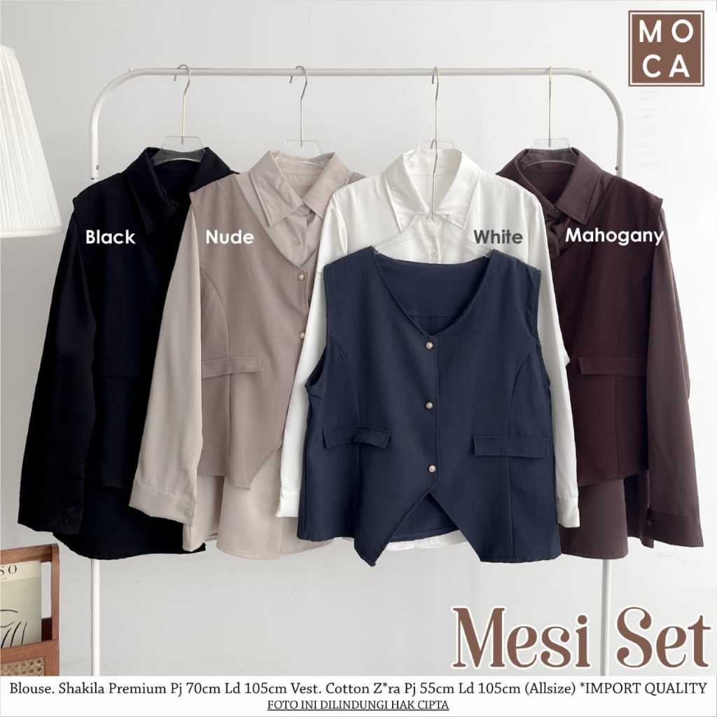 MESI BLOUSE SET VEST SHAKILA MIX COTTON PREMIUM ADEM NYAMAN KEKINIAN BY MOCA