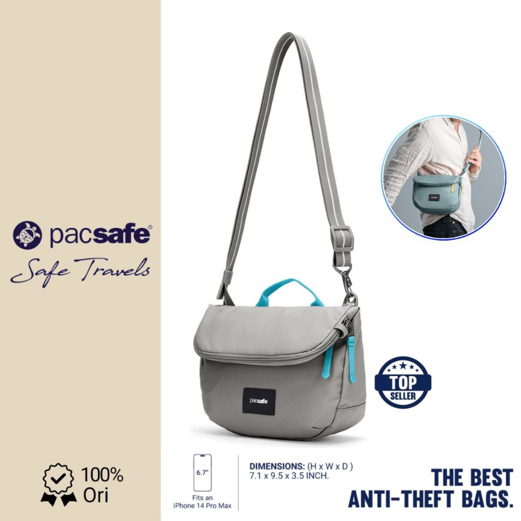 Pacsafe Go Saddle bag Crossbody Sling bag Paspor Travelling  Perlindungan Rfid