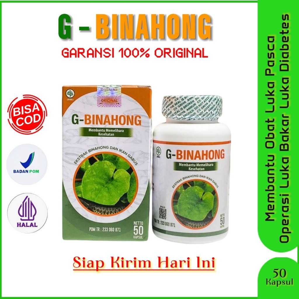 G-Binahong Kapsul Ekstrak Binahong Plus Ikan Gabus Obat Pasca Operasi Cesar dan semua jenis luka Dia