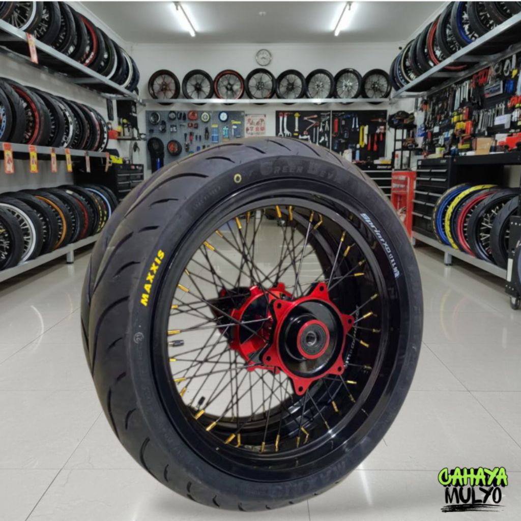 Velg Set Wheelset Supermoto Plus Ban Maxxis CRF KLX Dtracker WR  PNP Tinggal Pasang depan belakang