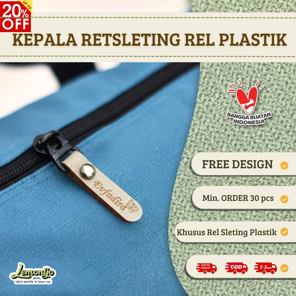 Kepala resleting COIL (MIN 30pcs)  /  zipper puller Custom Kulit Sintetis Kulsin GIGI PLASTIK